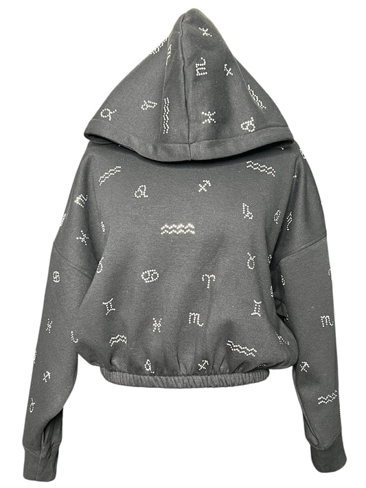 01.08 Sweatshirts Black Zodiac Studded Cropped (M)