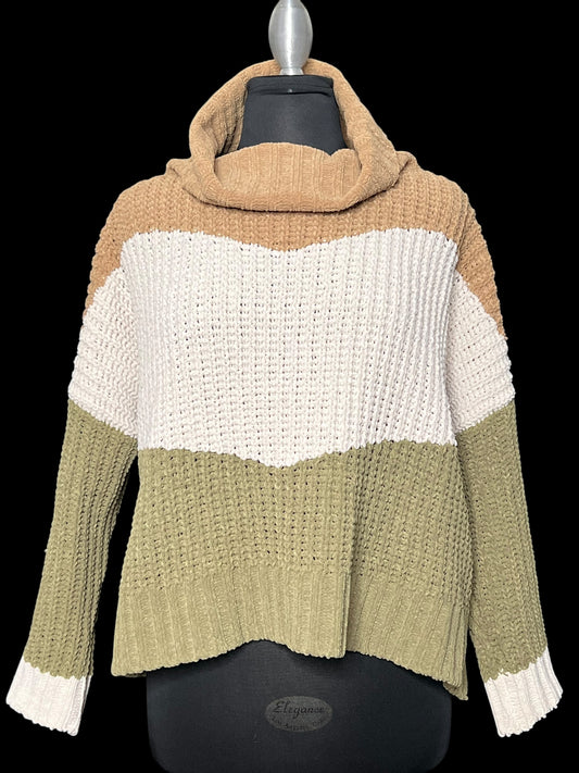 01.12 Sweaters POL Colorblock Chenille Cowel Neck (L)