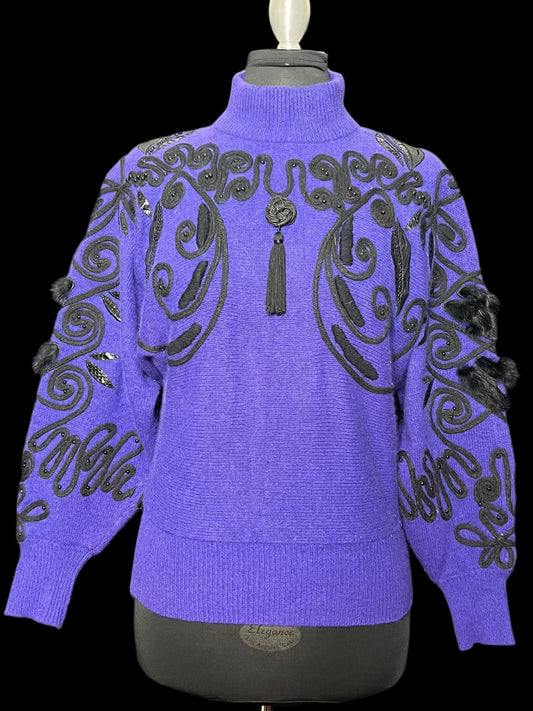 01.12 Sweaters Carducci Vintage Purple Angora/Leather/Snakeskin (S)