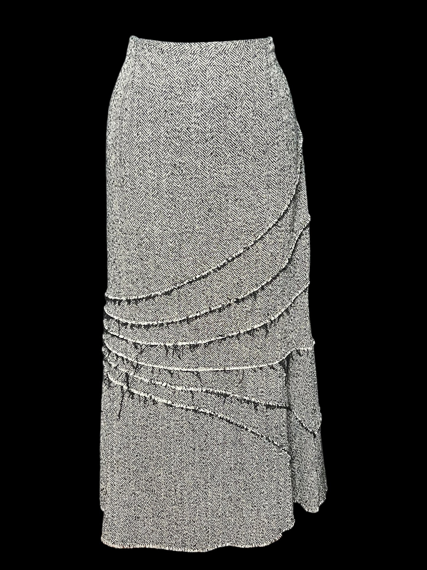 02.04 Skirts Blk/Gry Tweed Maxi (L) Fits (12)