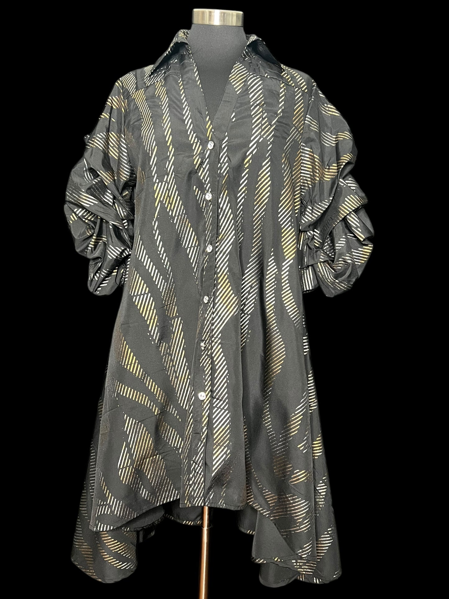 02.05 Dresses NWOT Step N Style Blk/Gld/Slvr (M) Fits (8/10)