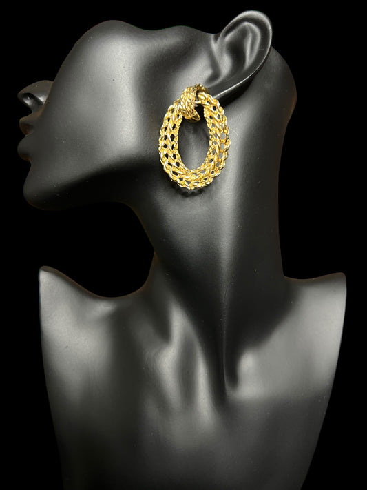 01.07 Earrings Goldtone Vintage Rope Dangle (PB)