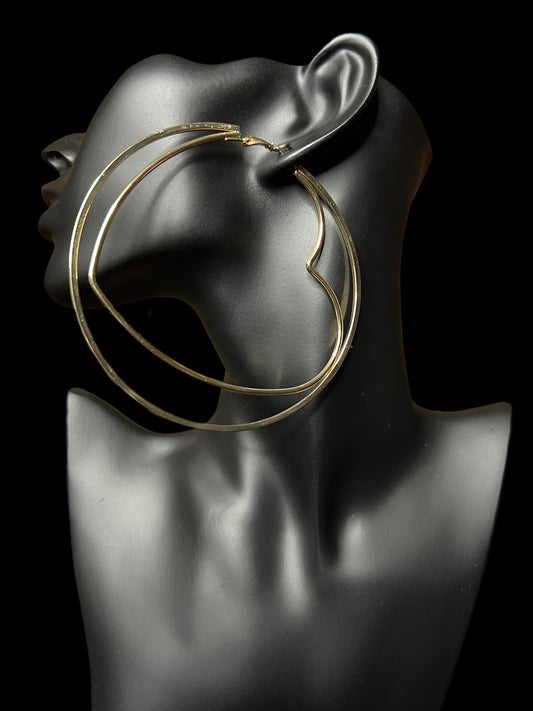 01.07 Earrings Goldtone Circle Heart Hoops Oversized (PB)