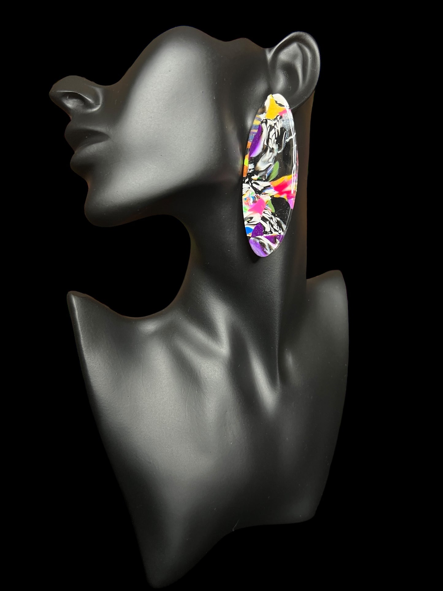 08.24 Earrings Resin Colorful Oblong Ovals