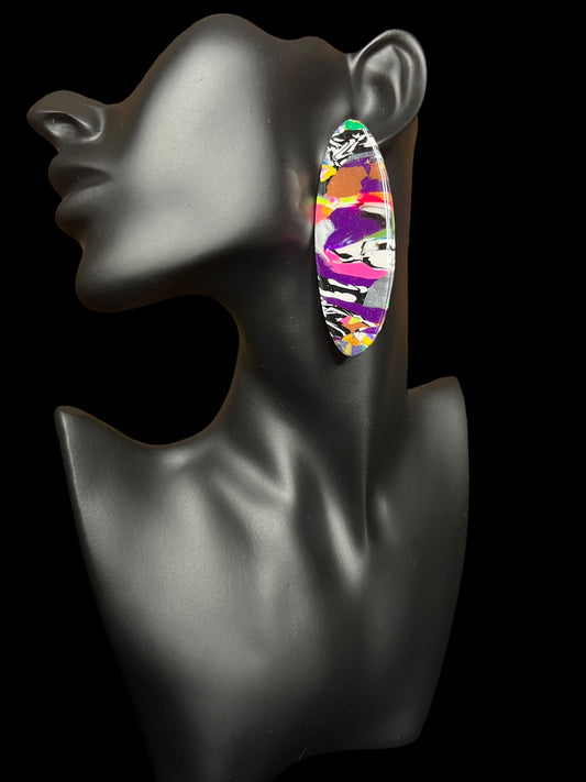 08.24 Earrings Resin Colorful Oblong Ovals
