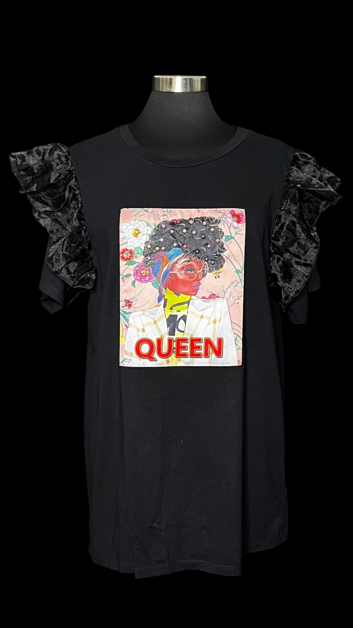 09.06 Tops NWOT Queen Beaded/Tulle Slv (3X) Fits (XL/1X)