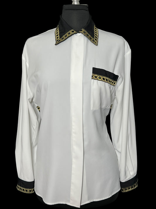 03.17 Blouses Vintage Tess Off Wht Blk Collar (6) Fits (S)