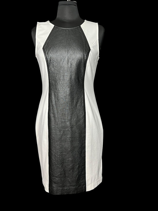 09.25 Dresses Beige by ECI Off Wht/Blk Faux Leather Front (10) Fits (8)