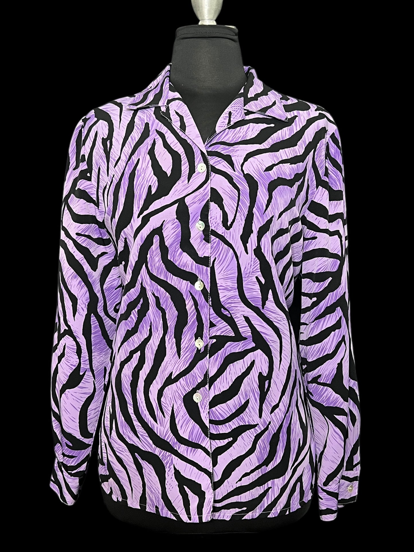 01.23 Blouses Vintage Impessions Lavender Zebra Striped (M/8)
