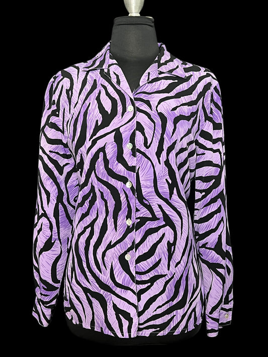 01.23 Blouses Vintage Impessions Lavender Zebra Striped (M/8)