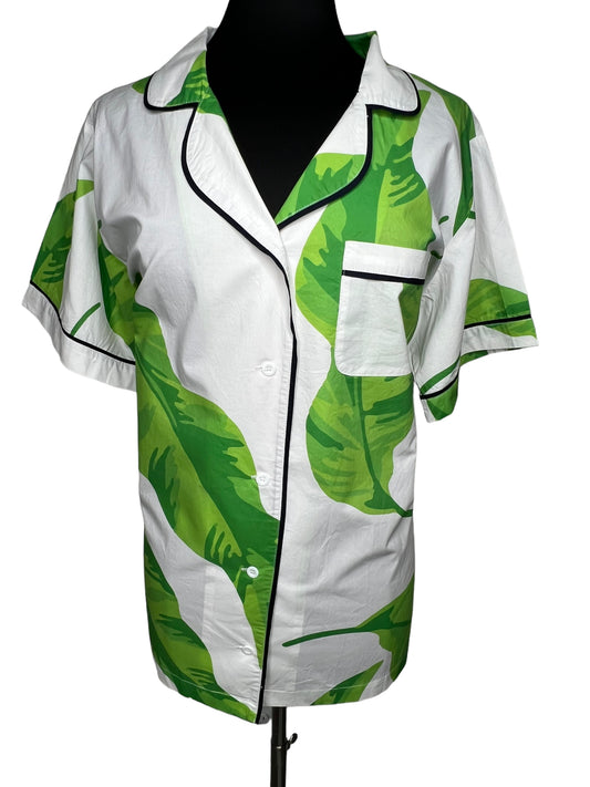 07.24 Blouses Katie Kim Green/White Leaf (2XL) Fits (XL/1X) Cvy
