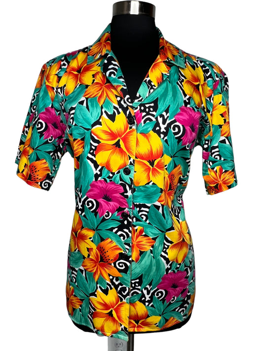 09.02 Blouses Vintage Chris Kellogg Turq/Orng/Fuschia Multi (8)