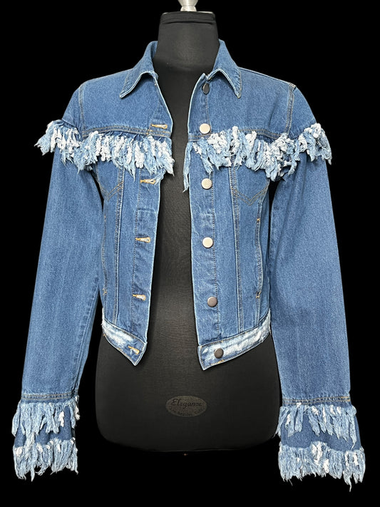 04.26 Jackets NWOT Shein Denim Distressed Fringe (S)