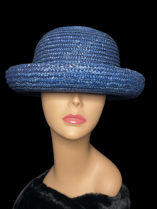 04.07 Hats NEW Blue Roll Brim Straw (S/M)