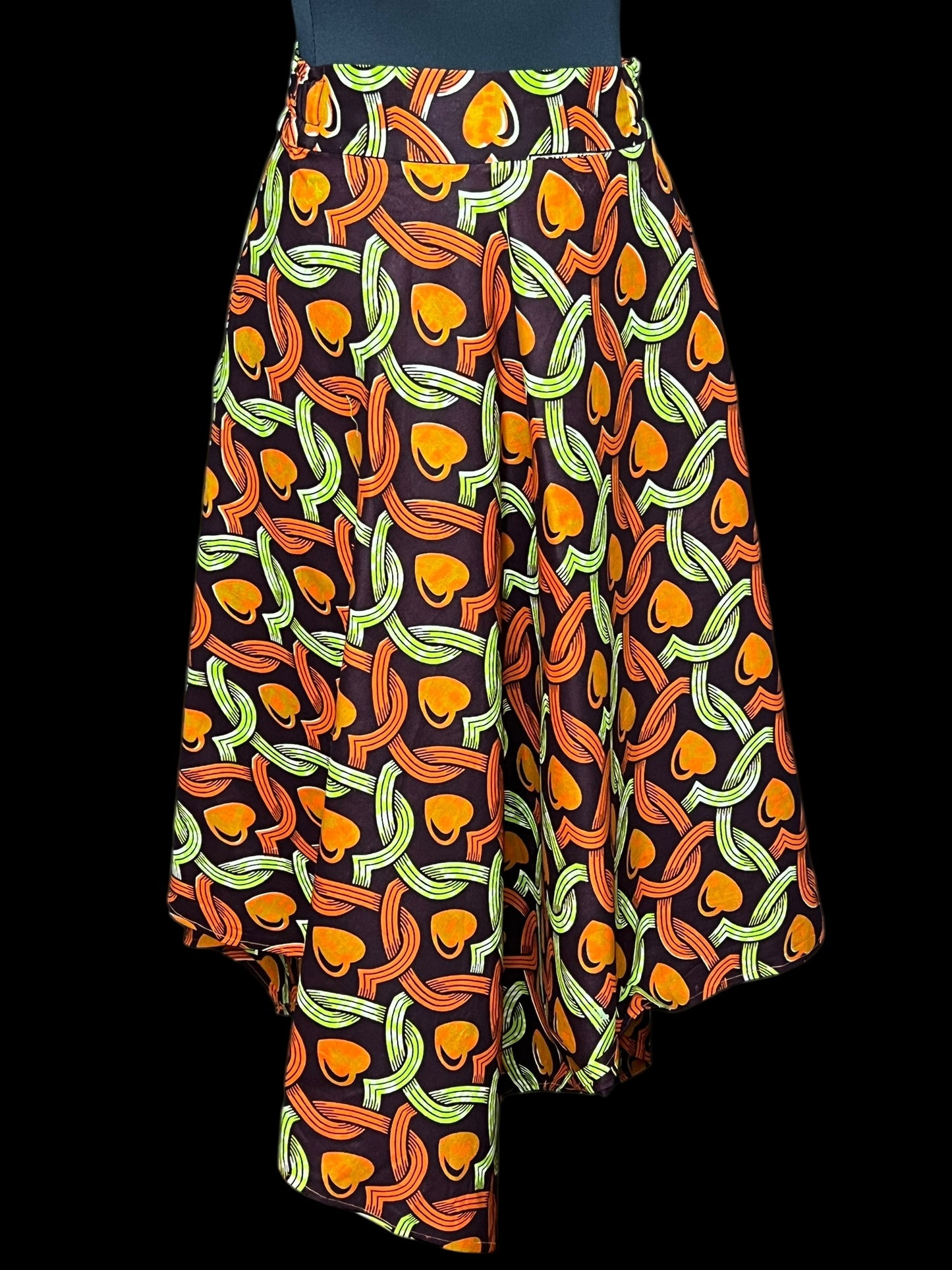 07.04 Skirts Brwn/Orng/Grn Ankara Print (2X/3X) Cvy