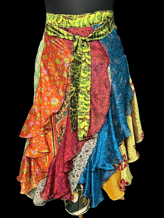 06.05 Skirts India Boutique Sheer Multicolor Ruffle Wrap (M)