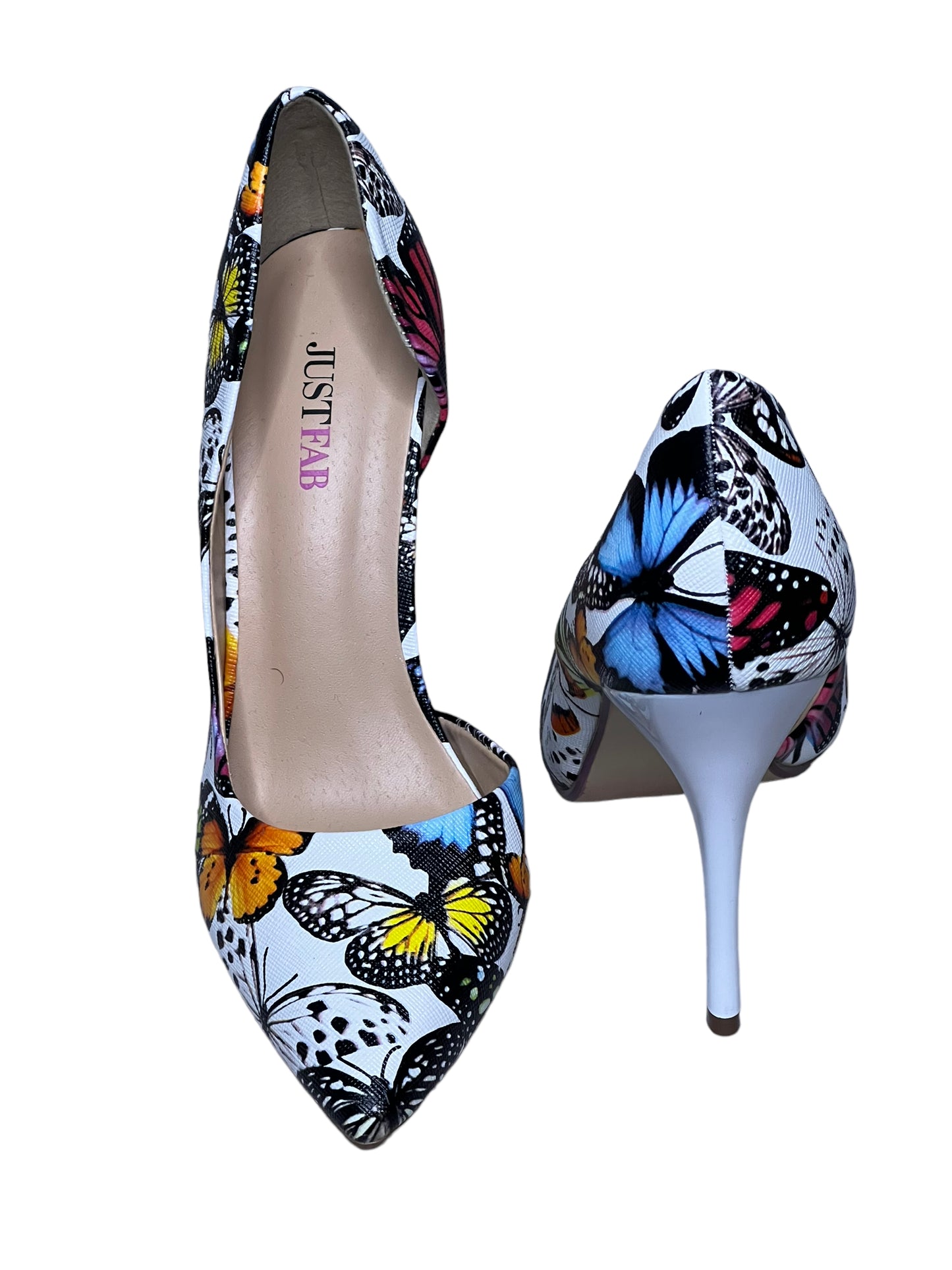 02.26 Shoes J Fab White w/Butterflies heels (7.5)