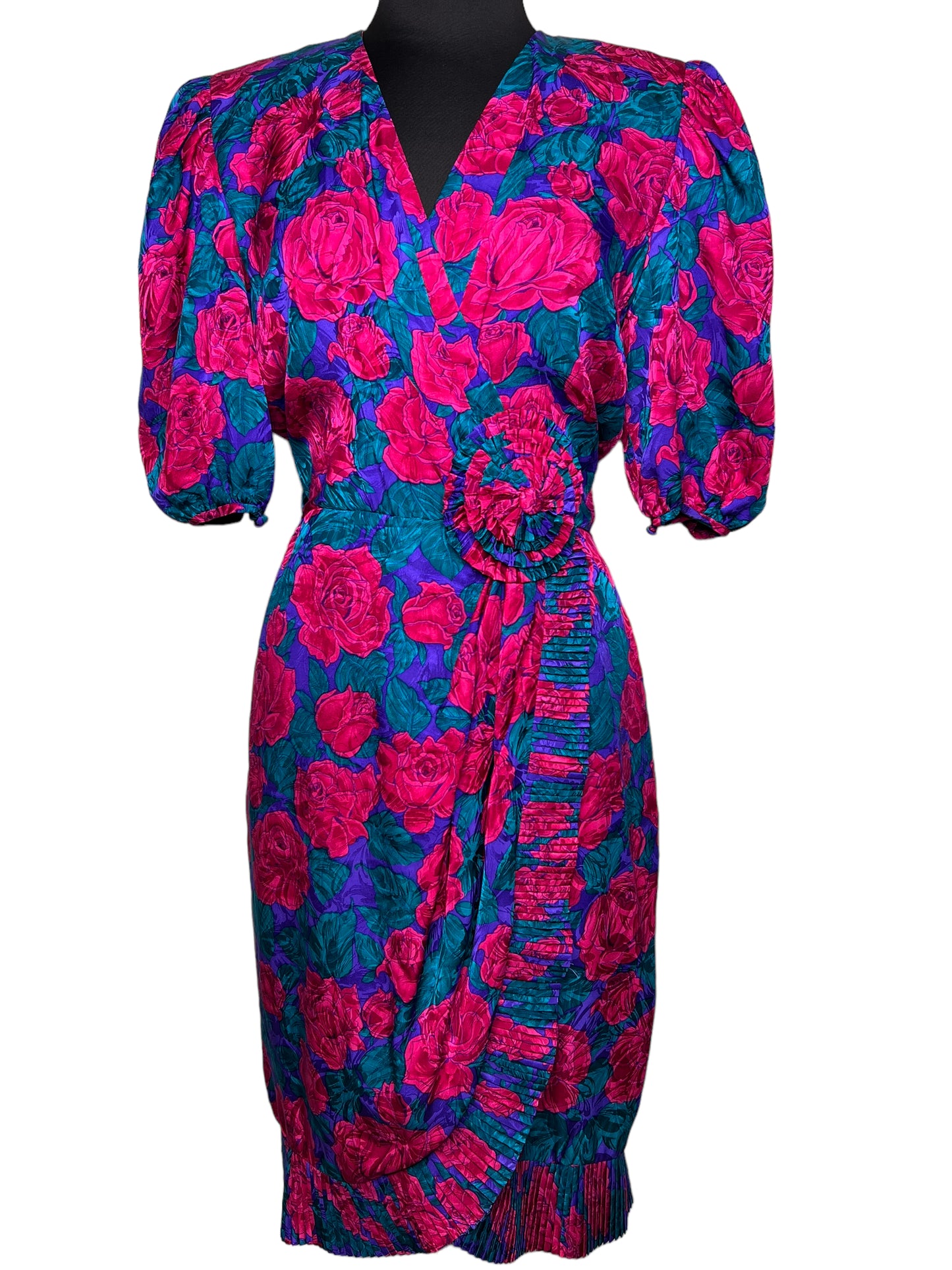 11.06 Dresses Vintage Adrianna Papell Silk Multi Floral Pink/Prpl/Turg (14) Fits (8/10)