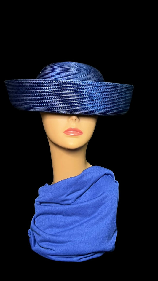 07.02 Hats NWOT Blue Wide Straw (S/M)