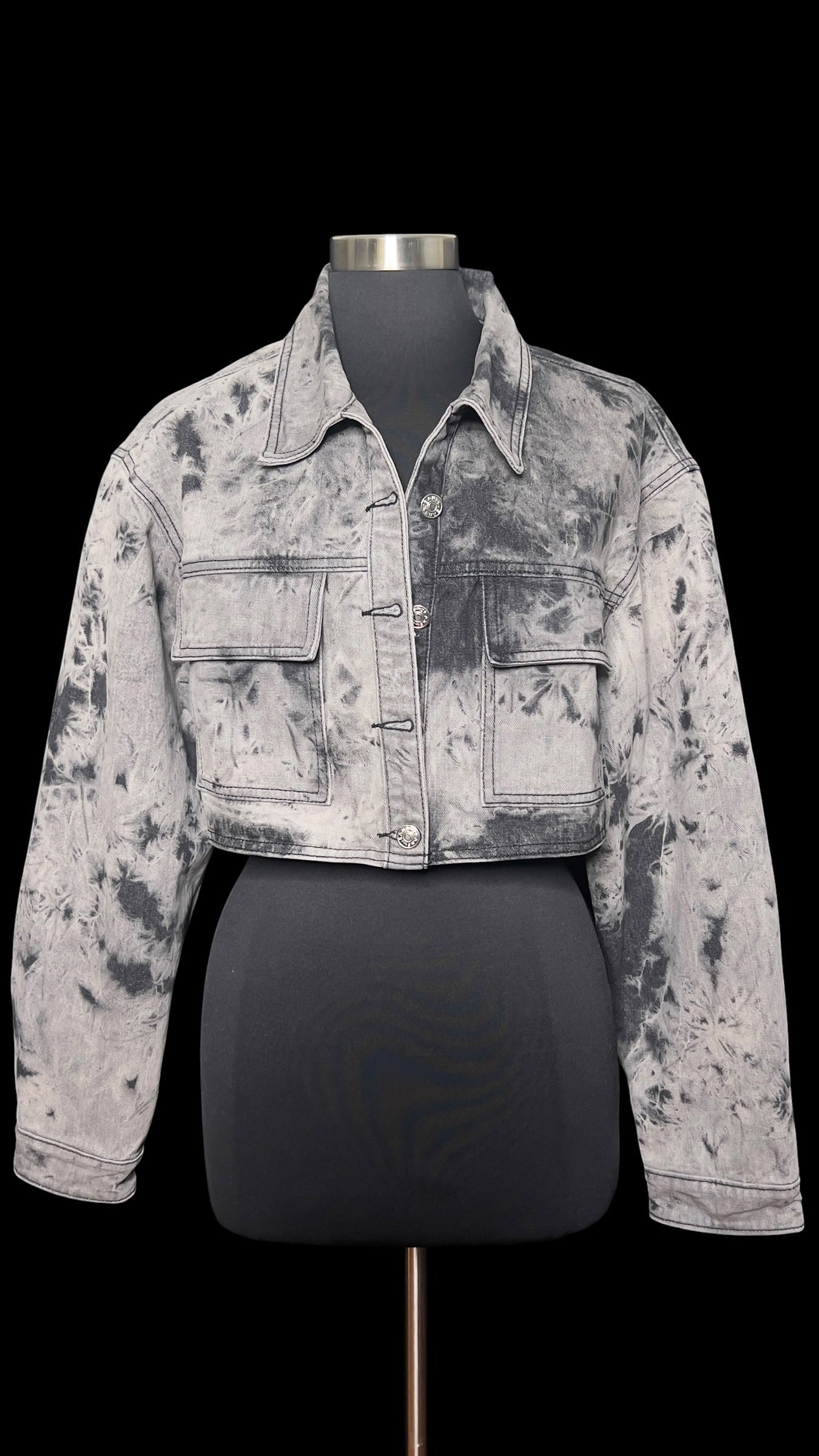 10.27 Jackets NWT EGO Charcoal/Blk Tie Dye Cropped (L)