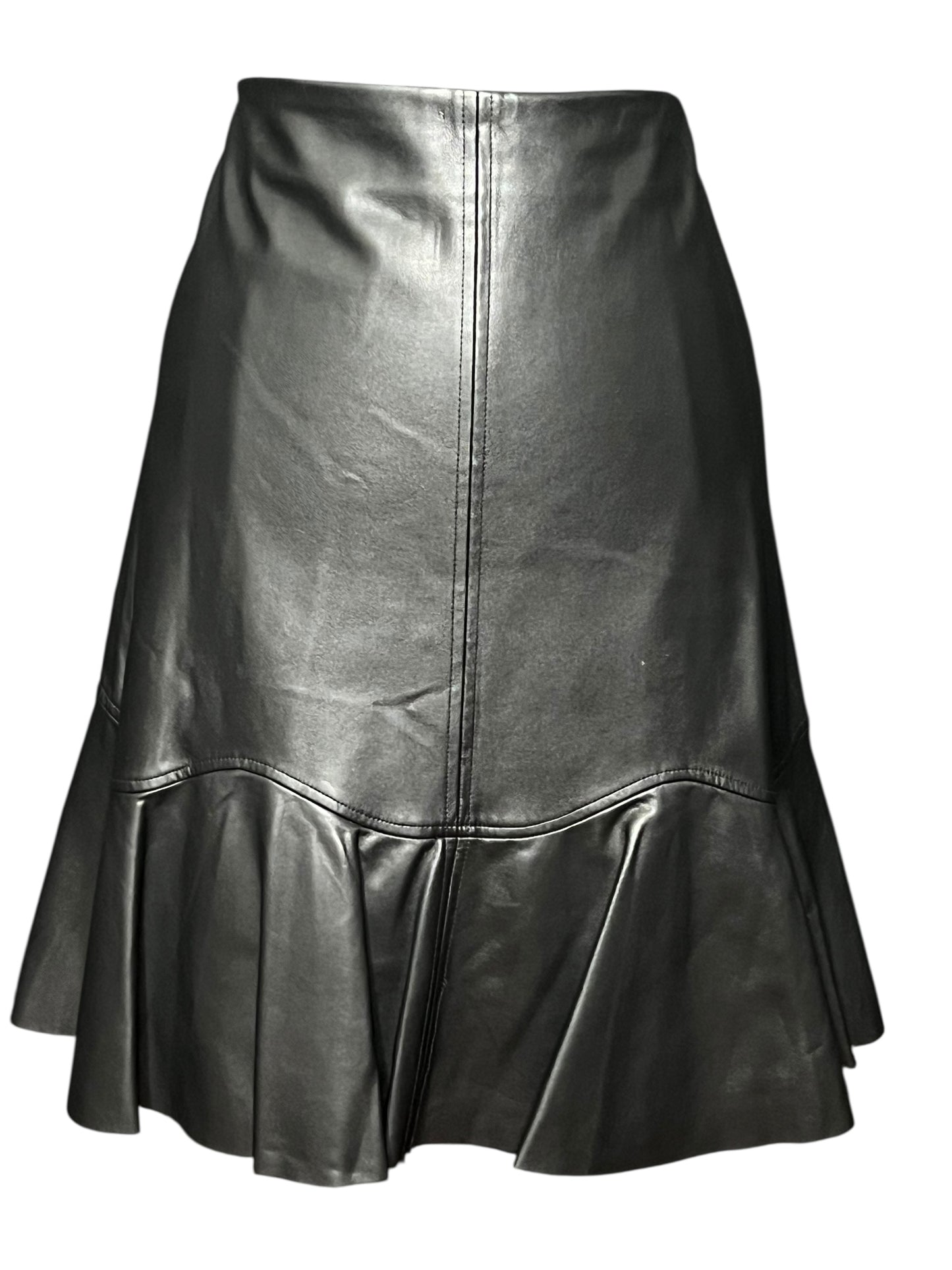 04.26 Skirts NWOT Ann Taylor Black Pleated Faux Lether (12) Fits (10)