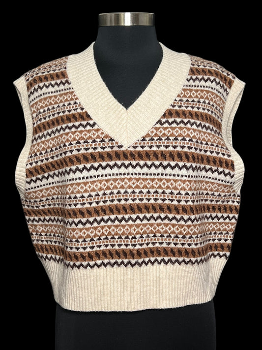 11.04 Sweaters London Kaye Brown/Tan Sweater Vest (L) Fits (10/12)
