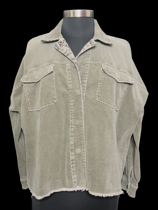 02.03 Jackets TCB Olive Corduroy Leopard Print (L) Fits (8/10)