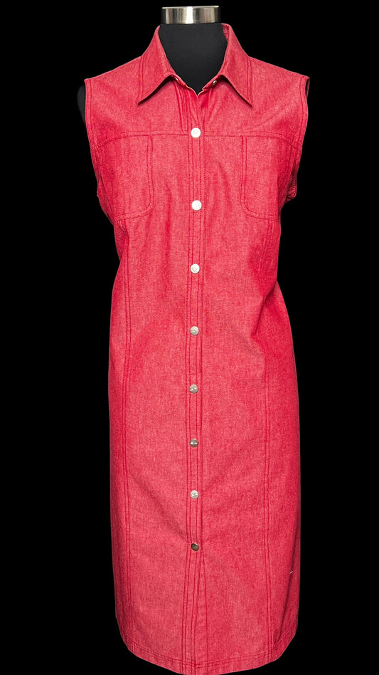 08.27 Dresses NWOT Evan Picone Red Snap Front Denim (18) Fits (10/12)