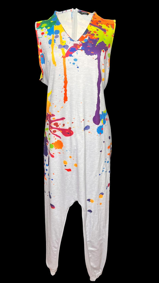 07.05 Jumpsuits Chicme Gray Color Splotch Harem (3x) Fits (10/12) Tall