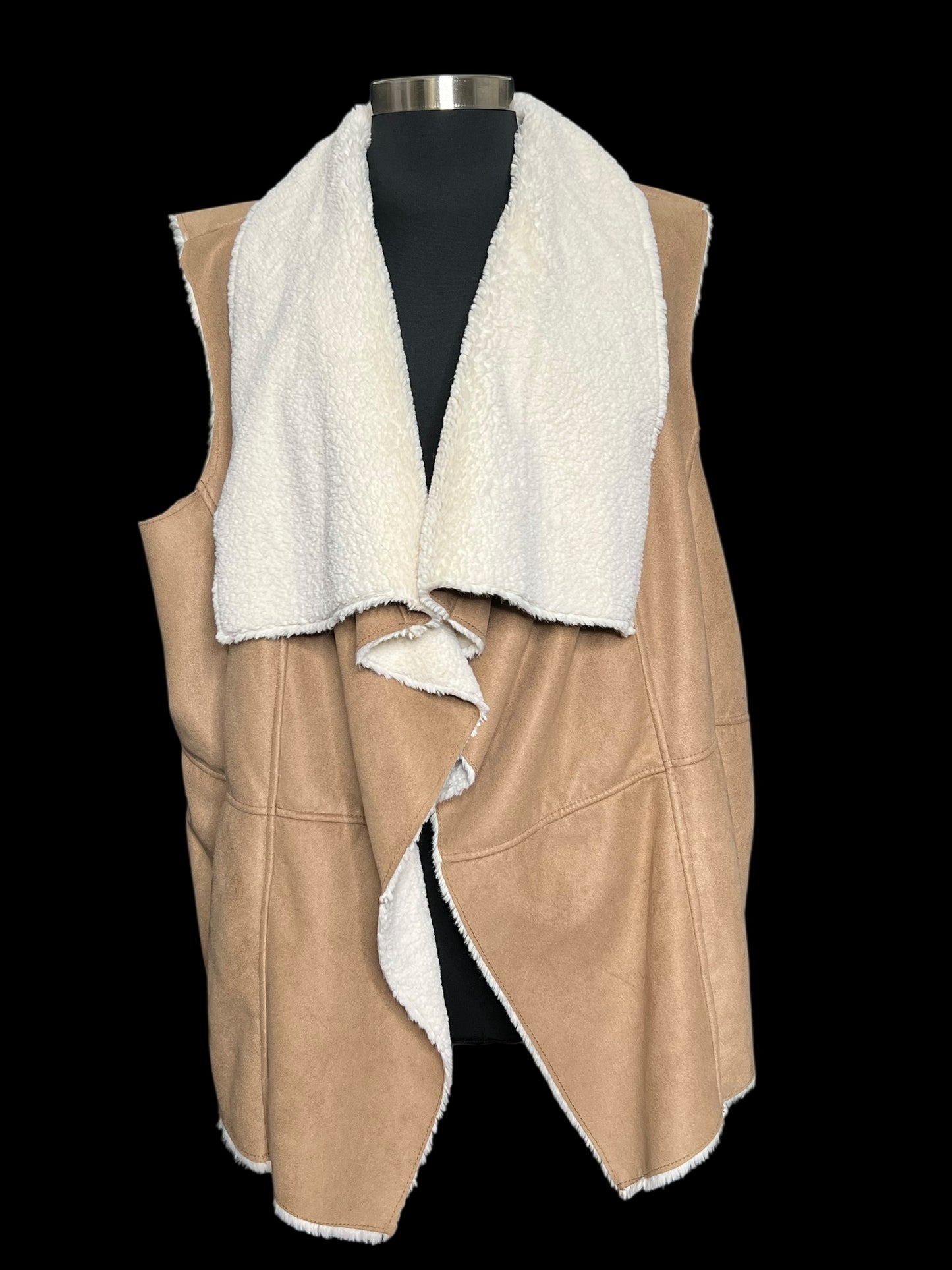 11.04 Vests NWOT DB Established 1962 Toffee Faux Suede/Fur (3X) Fits (2X/3X) Cvy