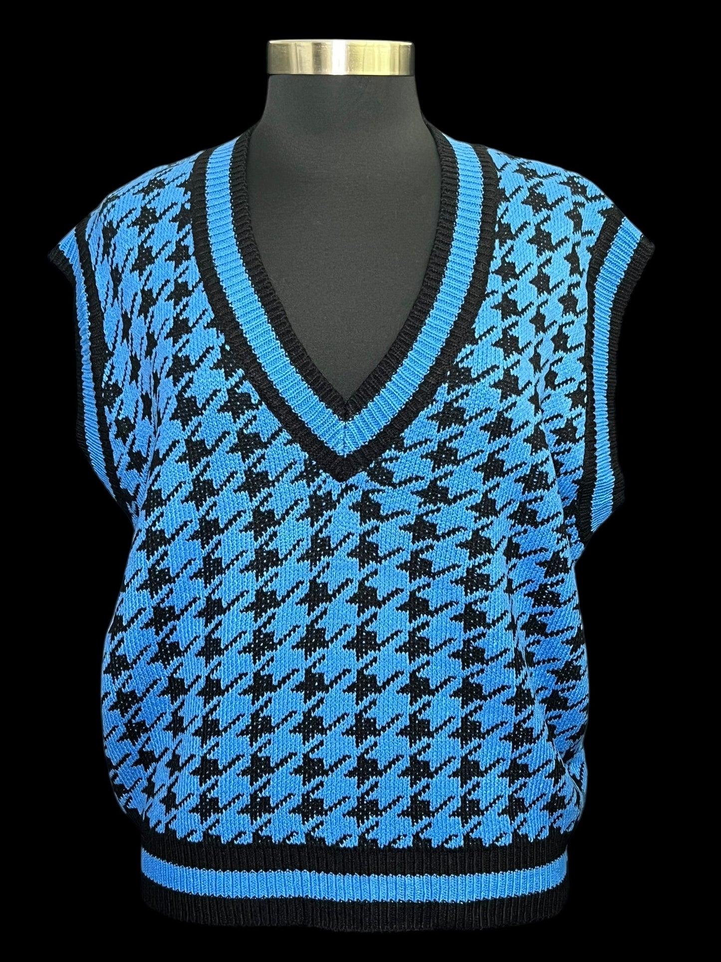 10.27 Sweaters Houndstooth Blu/Blk Sweater Vest Fits (L/XL)
