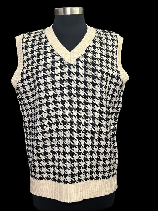 10.27 Sweaters Houndstooth Off Wht/Blk Sweater Vest (M) Fits (M/L)