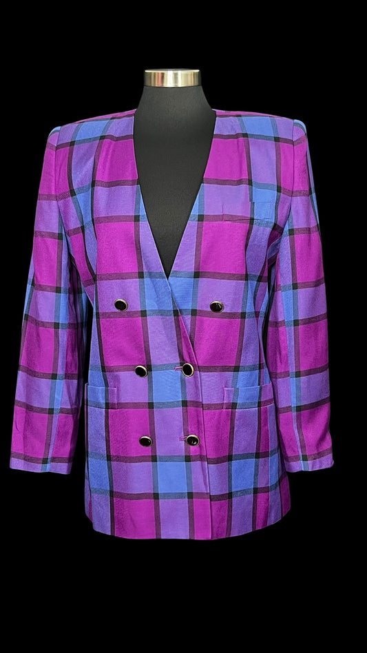 10.02 Blazers Vtg DS Sasson Plaid (10) Fits (8/10) P20.5/L29