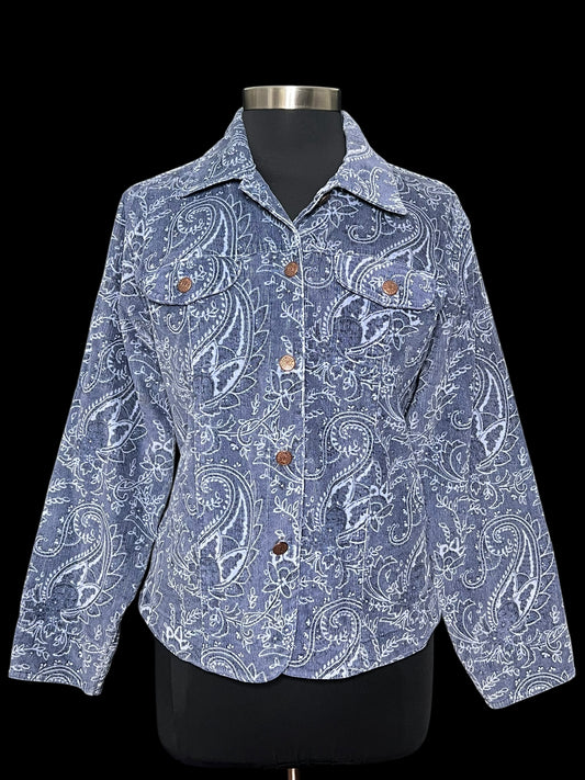 04.13 Jackets Vintage Bill Blass Blue Paisley Corduroy (L) Stretch