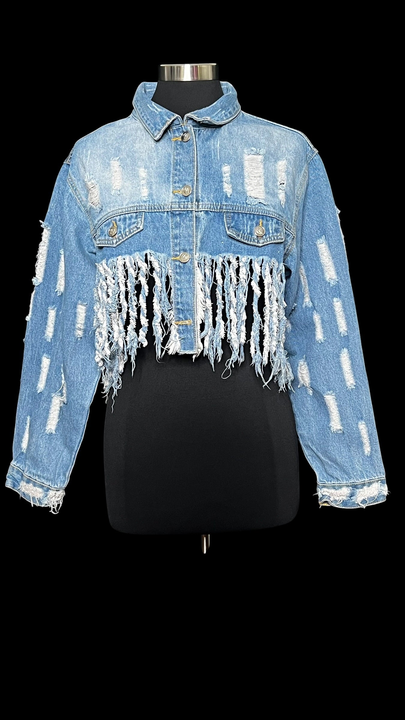 08.27 Jackets Distressed Fringed Cropped (XL) Fits (8/10)