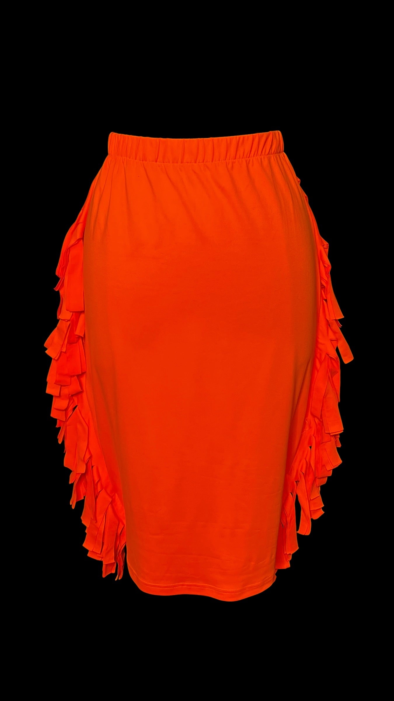 08.16 Skirts NWOT Orange Fringed Pencil Stretch (10/12)