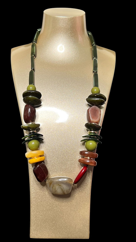 04.04 Necklaces Chunky Grn/Ylw/Brwn (16")