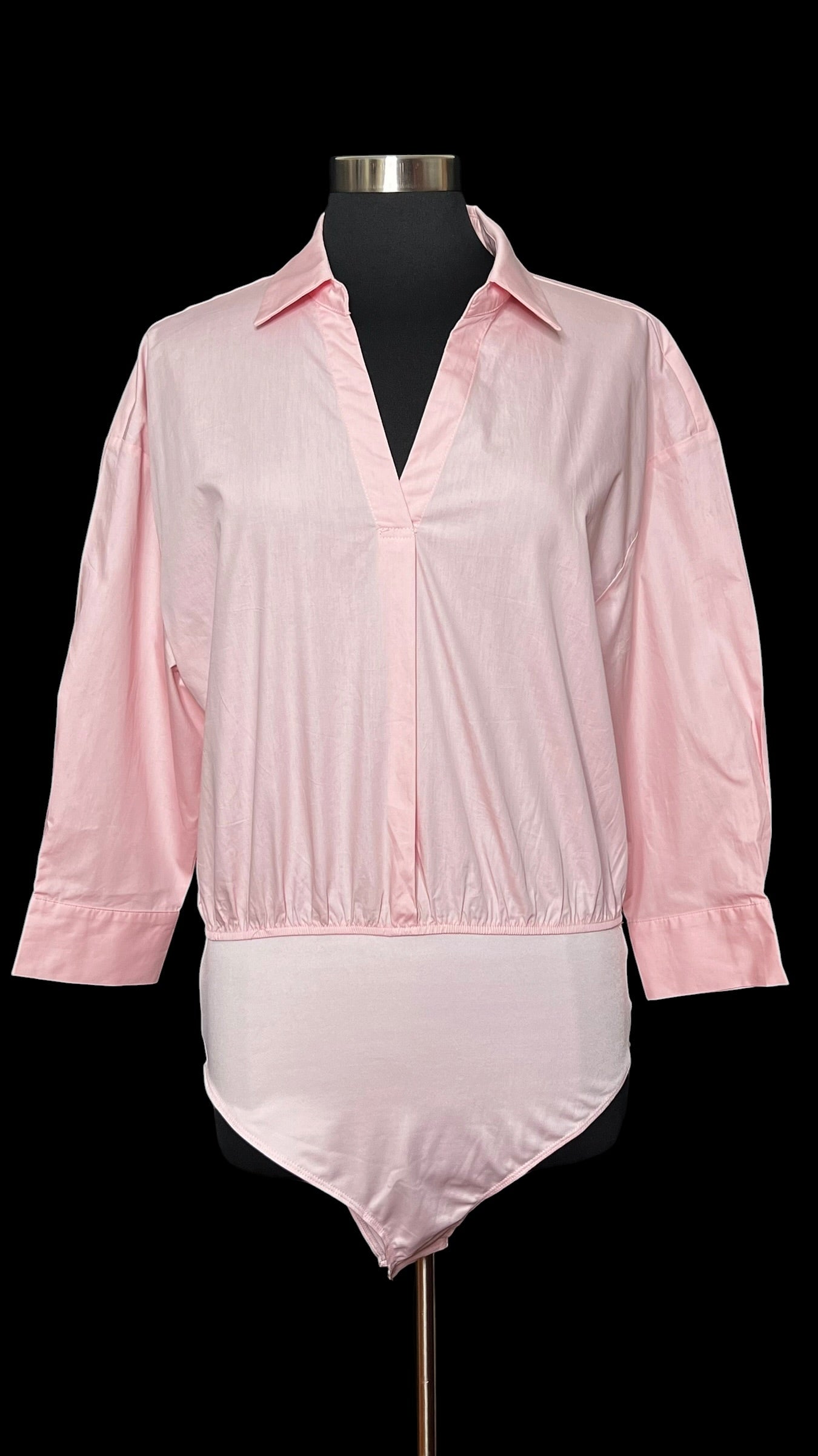 08.16 Tops NWT Bodysuits Pink Button Down (XL) Fits (L)