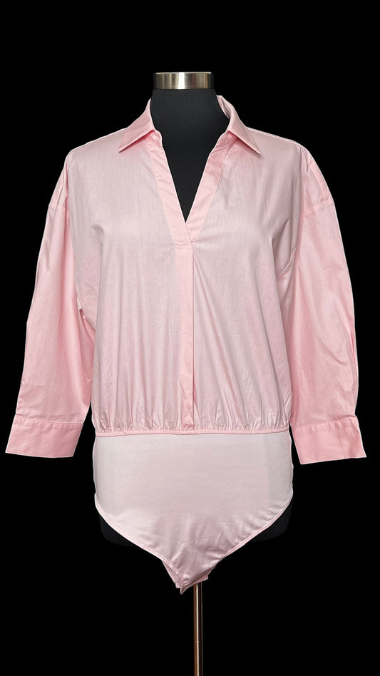08.16 Tops NWT Bodysuits Pink Button Down (XL) Fits (L)