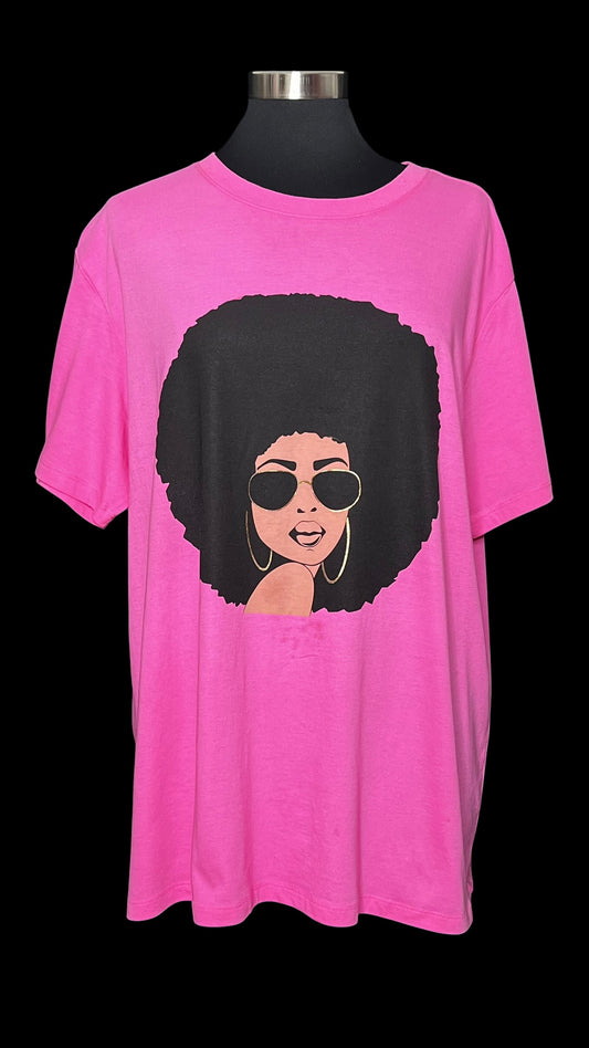 08.16 Tops Pink Afro Woman (3X) Cvy