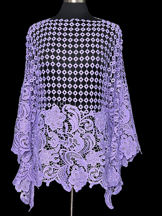 04.28 Blouses NWOT Marc Bouwer Lavender Crocheted (1X) Fits (10)