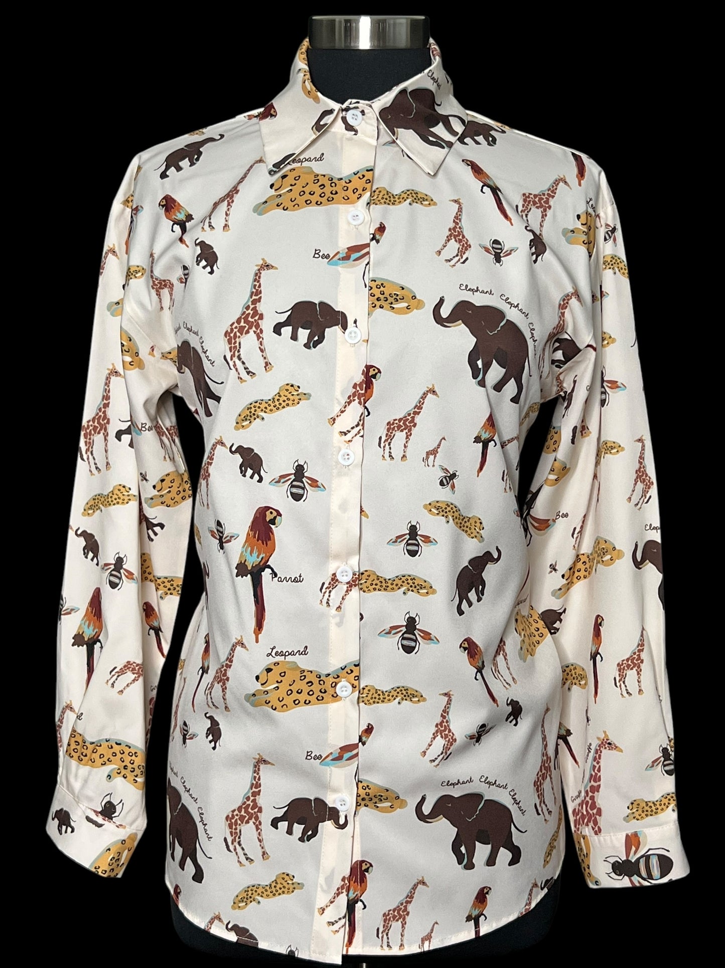 09.02 Blouses Tan Animals (S) Fits (8 Slim)