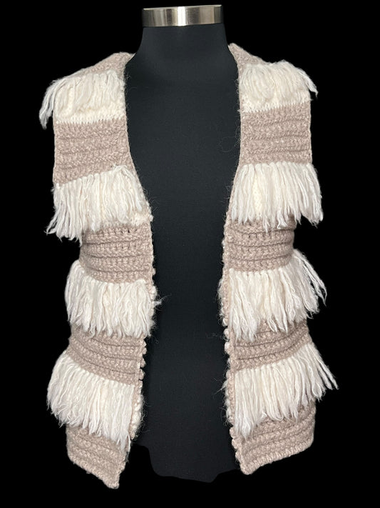 10.27 Sweaters Pepin Cream/Tan Knitted Fringe Vest (S) (6/8)