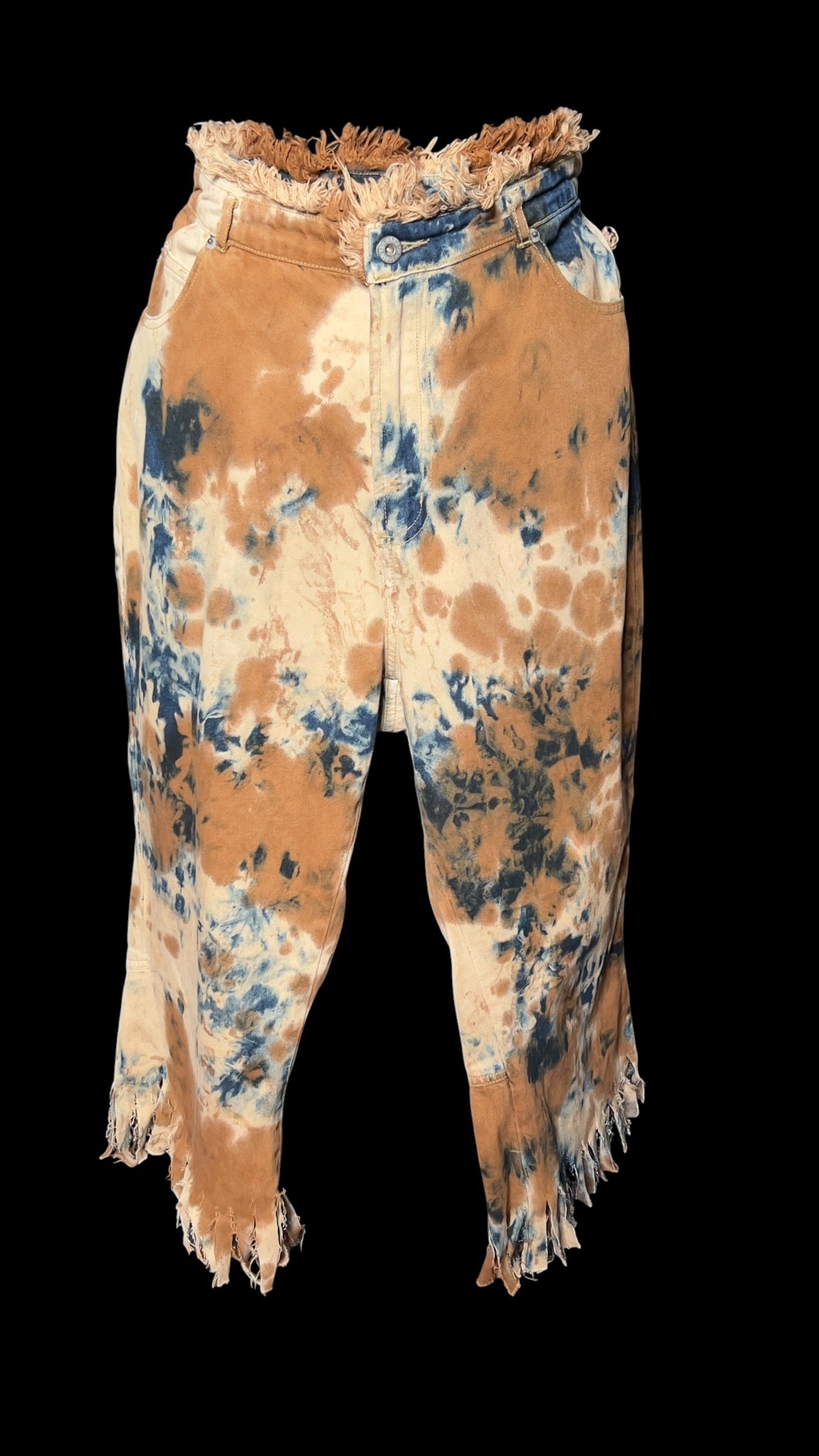 10.23 Pants A. Stewart Tie Dye Distressed/Fringed (14) Fits (12)
