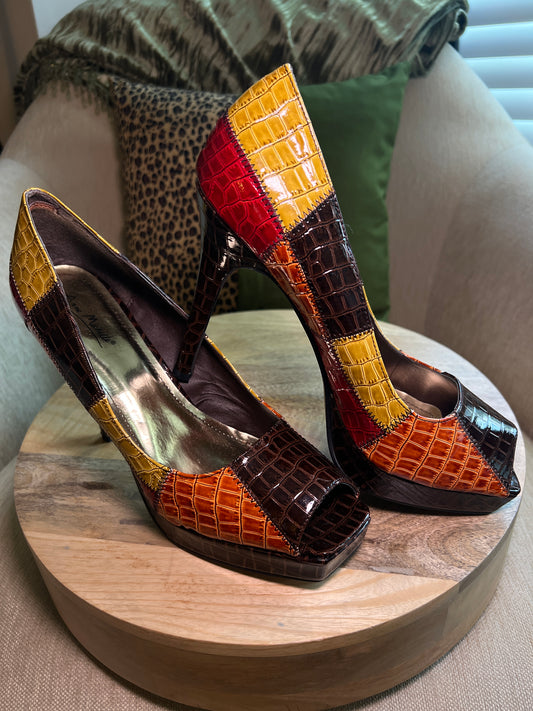 09.05 Shoes Anne Michelle Brwn/Red/Ylw Color Block (10)
