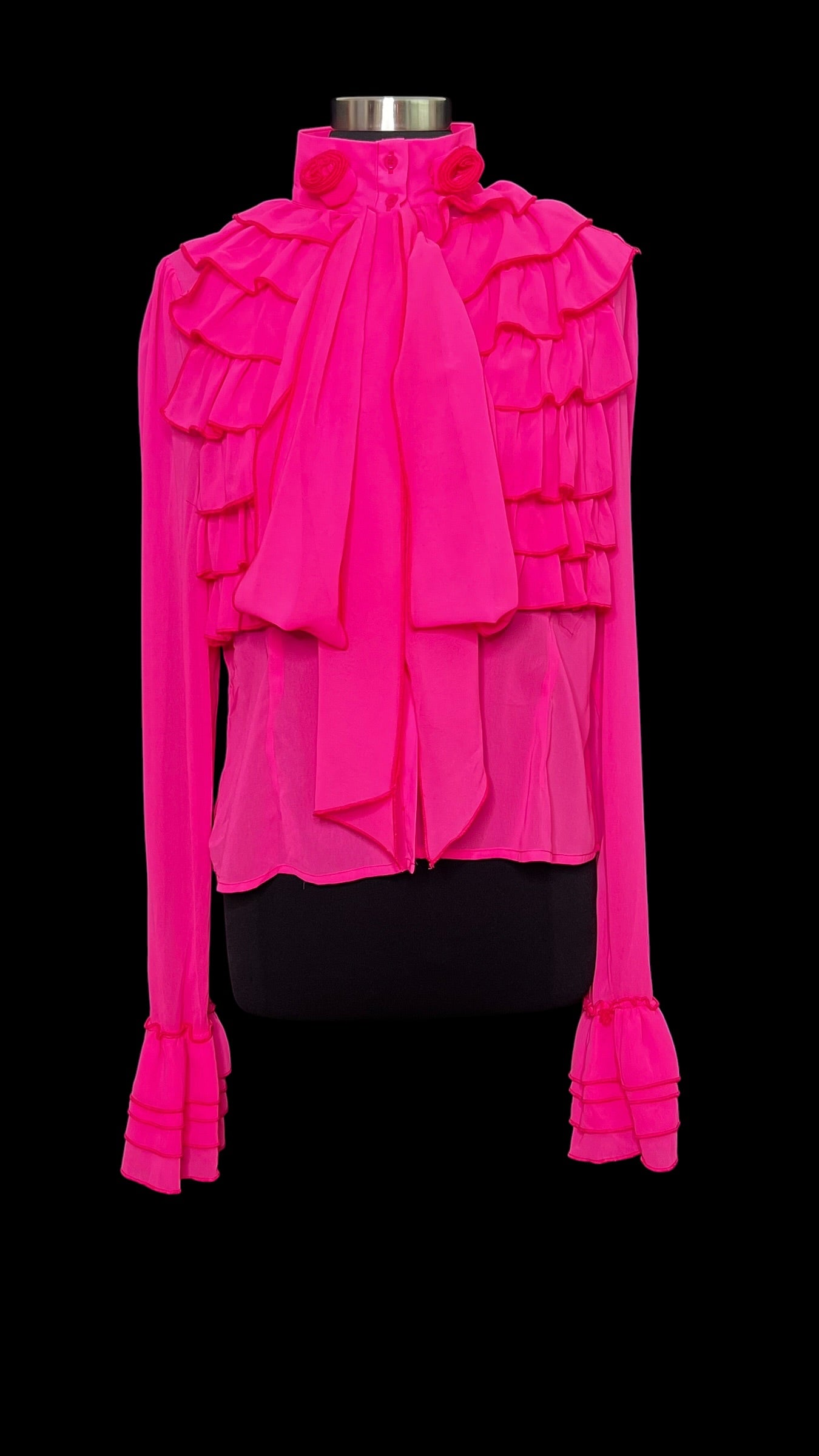07.21 Tops Pink Sheer Ruffled (M/10)
