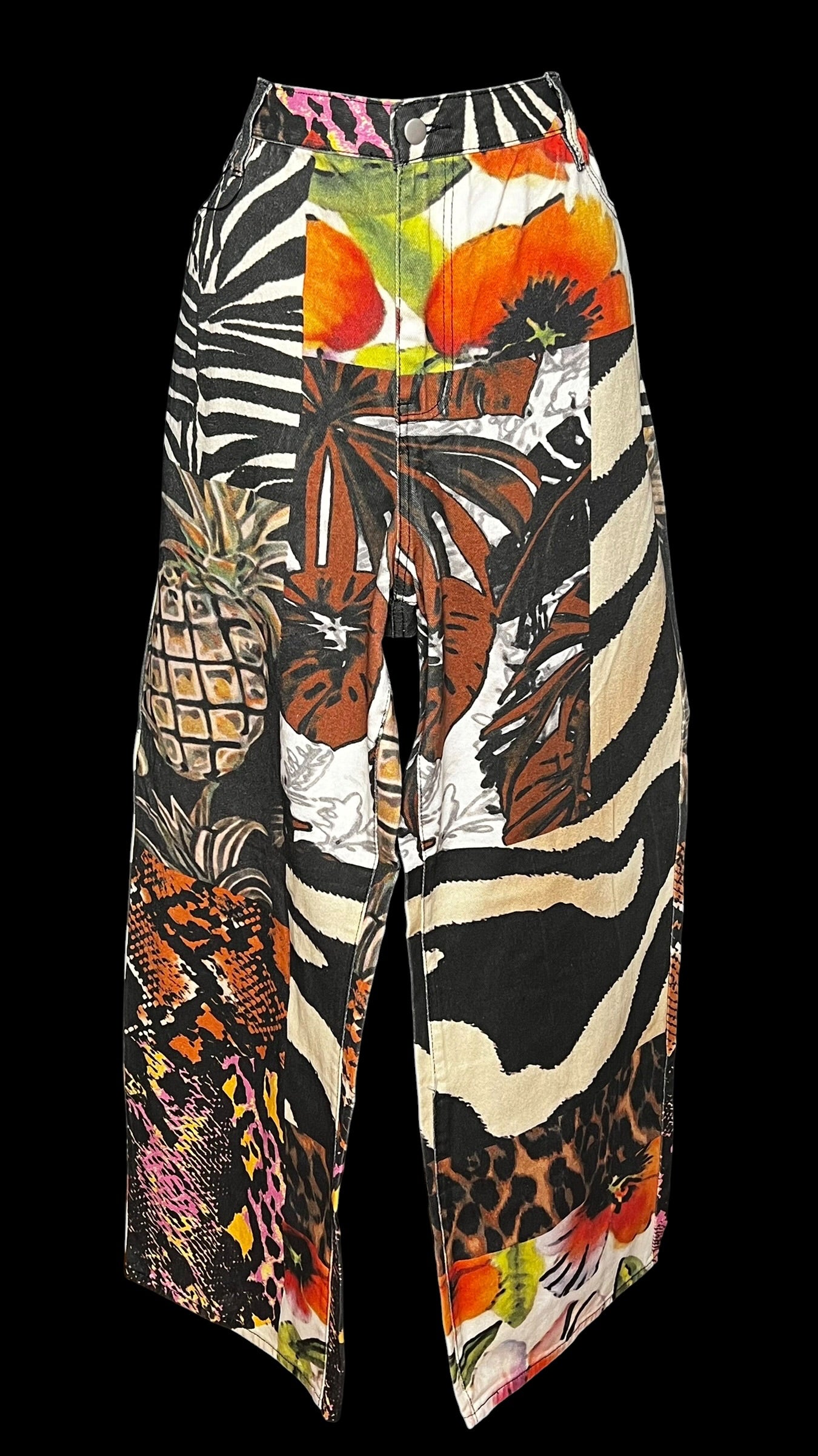 04.03 Pants NWT F. Nova Miami Mood Print Baggy Denim (20) Fits (16/18) W42"