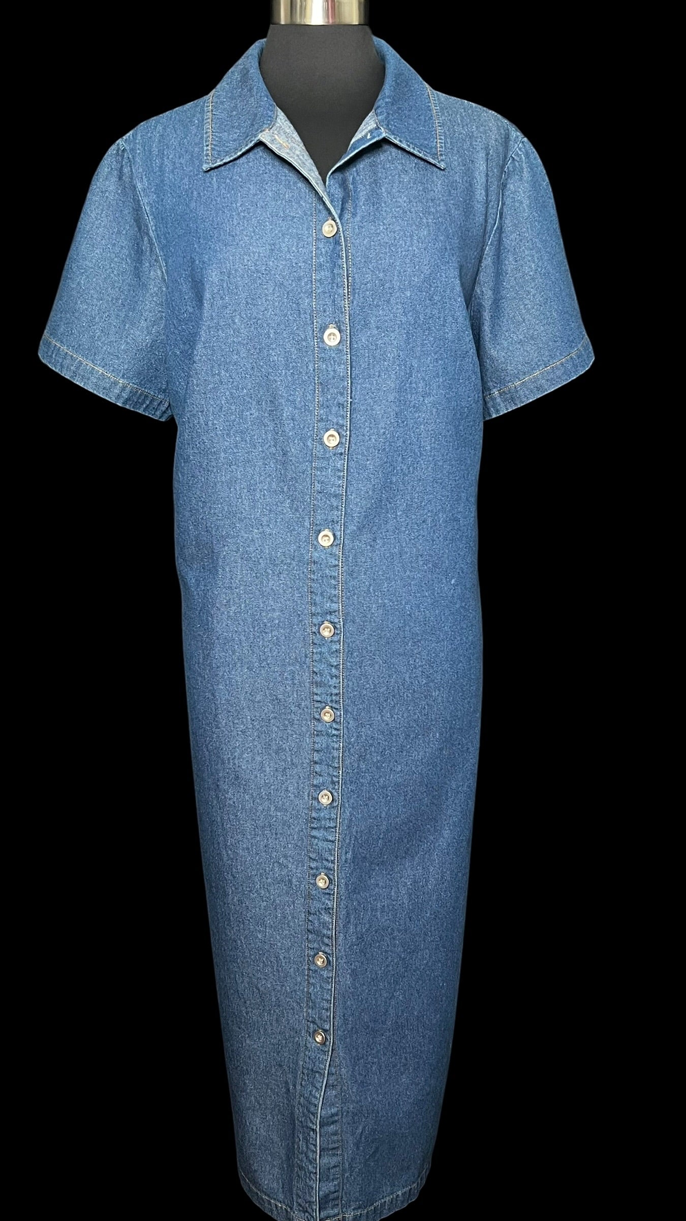 08.27 Dresses Vintage Bridgewater Studio Denim Button Front Maxi (2X) Fits (14)
