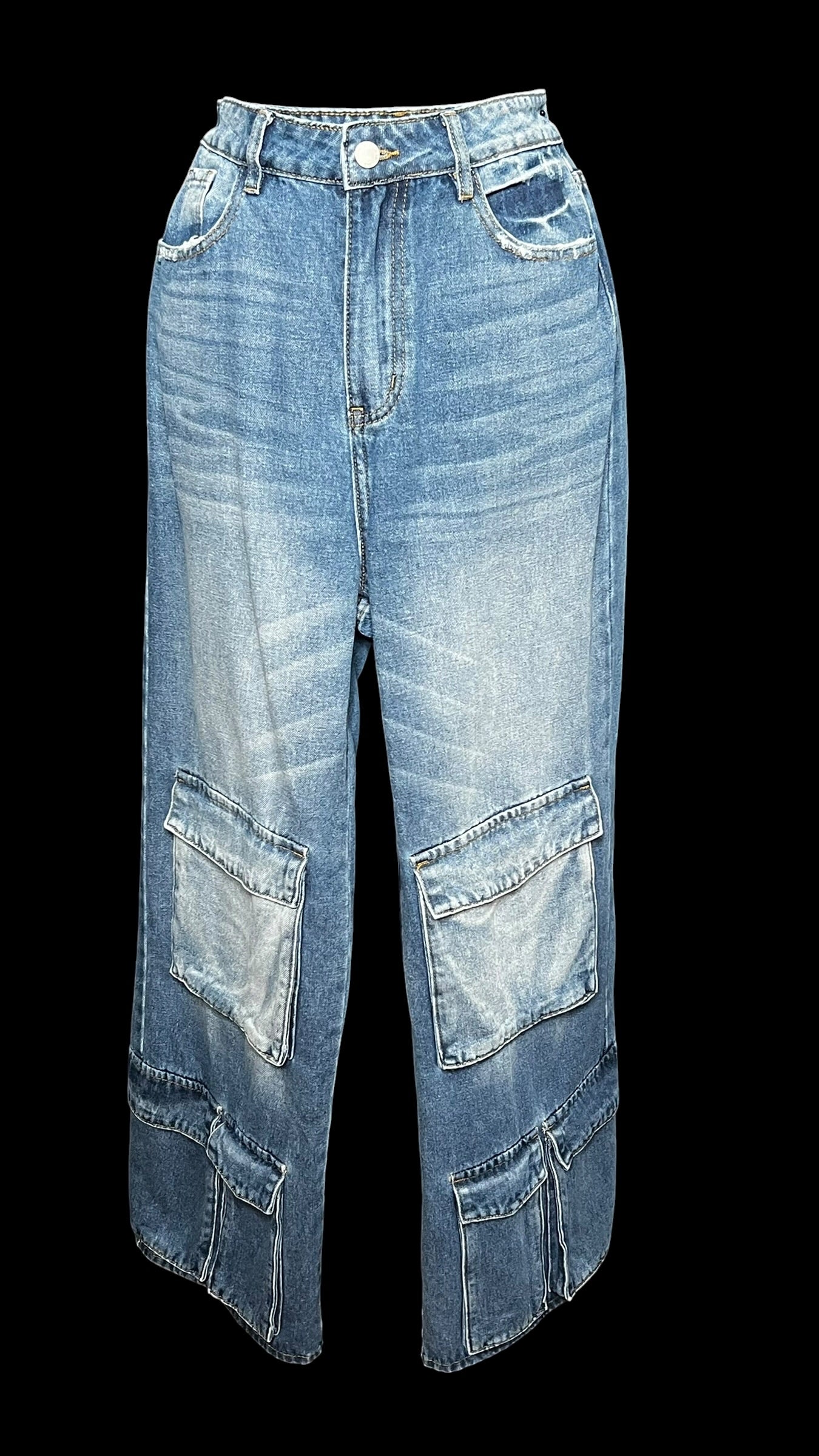 08.27 Pants Shein Hi Waist Front Cargo Pocket Denim (W/28/R13/H42/I29) (6/8) Slim