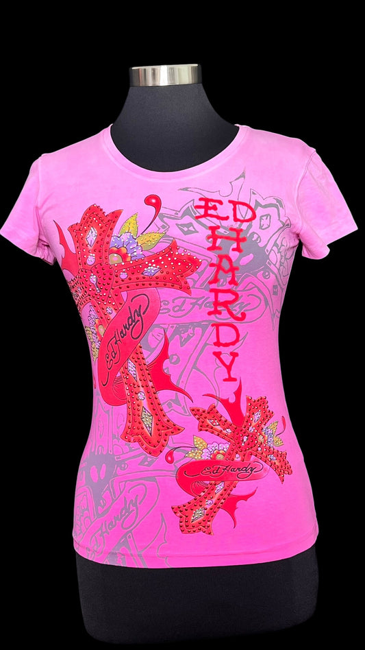 06.10 Tees Vintage Ed Hardy Pink (XL) Fits (S)